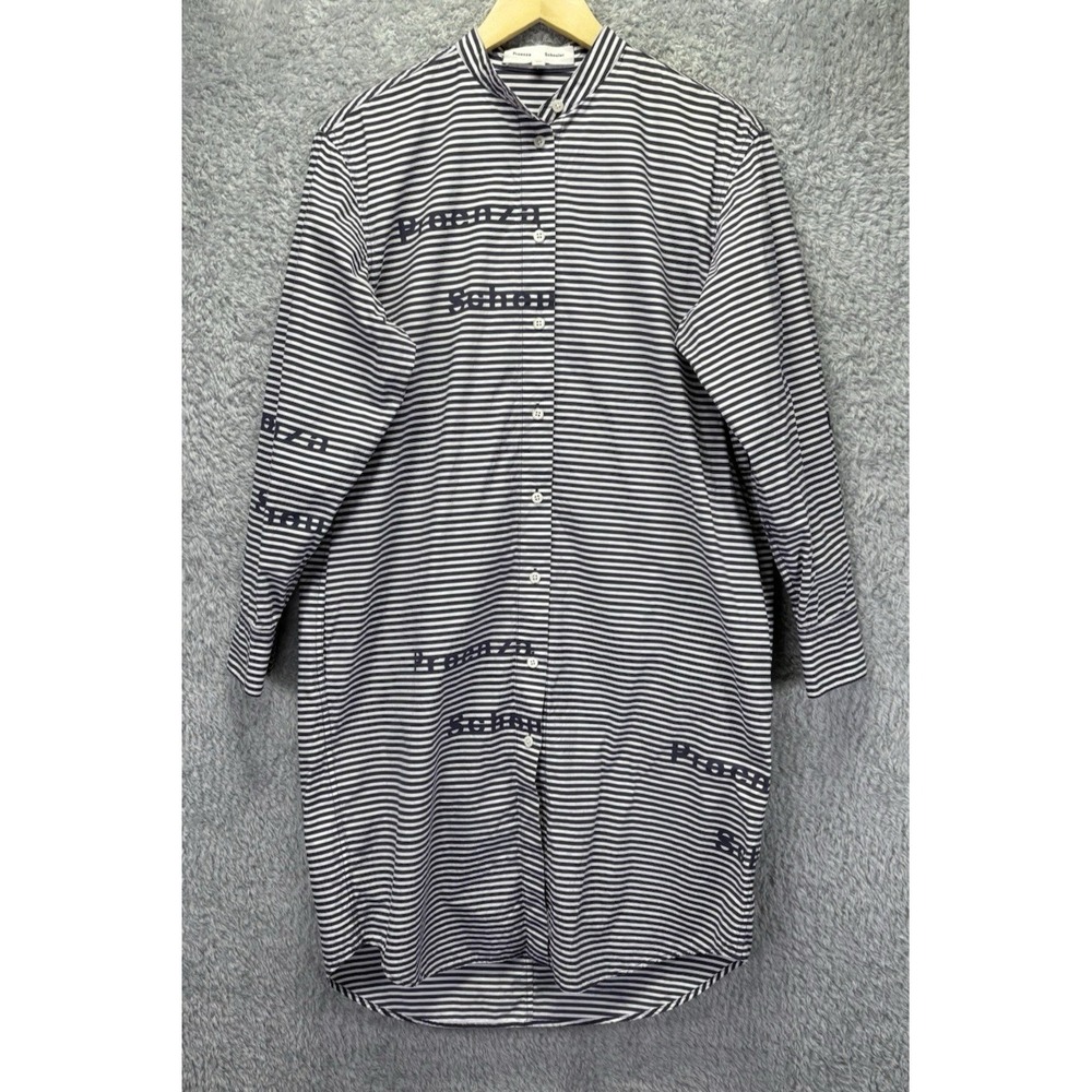 Proenza Schouler White Label Shirt Dress XS Blue White Stripe Cotton Button